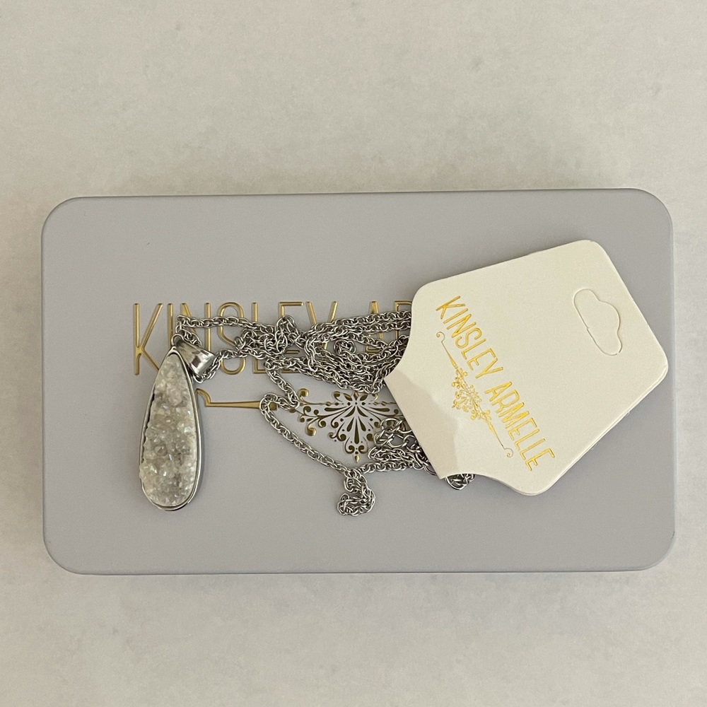 Silver Quartz Drop Necklace